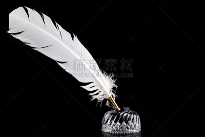 油墨缸,鹅毛笔,黑色背景,钢笔尖,水平画幅,无人,墨水,古典式,玻璃,背景分离