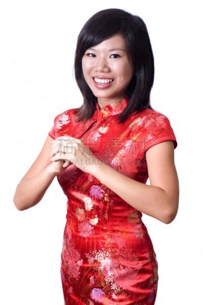 幸福,春节,旗袍,垂直画幅,外衣,仅成年人,青年人,彩色图片,仅一个青年女人,中国
