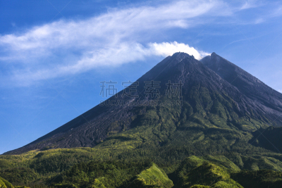 墨拉皮火山,自然,爪哇,水平画幅,熔岩,蓝色,户外,行动,活动,爆发