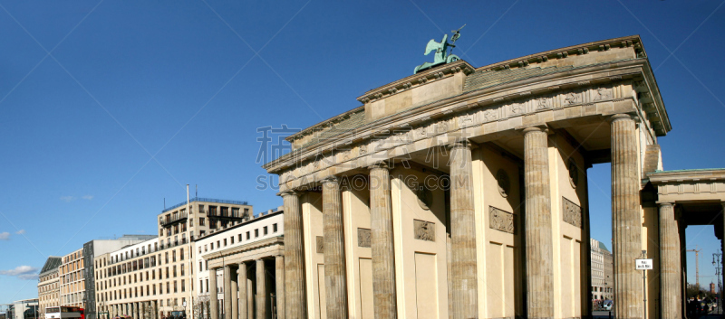 全景,柏林,勃兰登堡大门,西柏林,fall of the berlin wall,柏林墙,东柏林,胜利女神四马战车雕像,纪念碑,天空