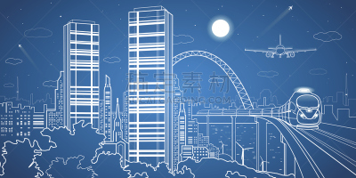 夜晚,城镇,城市,火车,中心,飞机,桥式,未来,能源,月亮