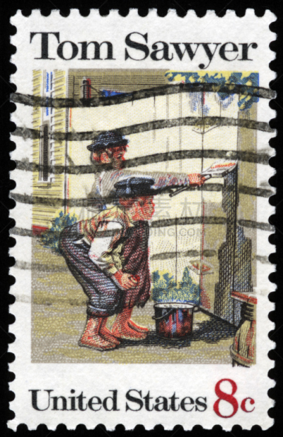 美国,汤姆·索亚,邮戳,垂直画幅,无人,背景分离,黑色背景,概念,彩色图片