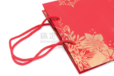 购物袋,红色,空的,水平画幅,无人,时尚,白色背景,背景分离,特写,一个物体