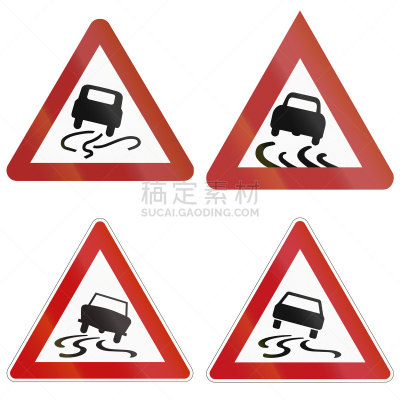 德国,合成图像,边框,无人,潮湿路滑标志,符号,湿,道路危险标志,几何形状