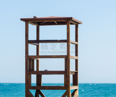 沙子,白昼,安全的,海洋,太阳,海滩,自然美,小屋,援救,放松