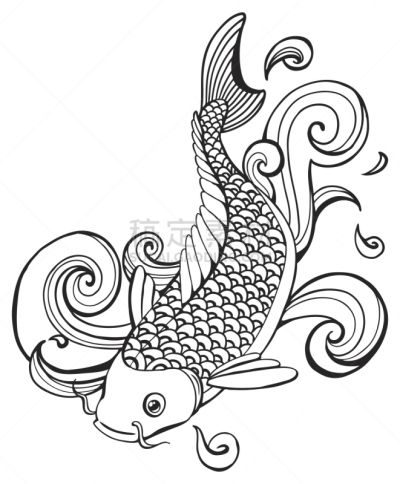 锦鲤,鱼类,矢量,金鱼,异国情调,鲤鱼,动物的鳞,华丽的,图表,背景分离