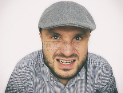 看,鸭舌帽,背景分离,仅男人,肖像,仅一个男人,模板,影棚拍摄,眼镜