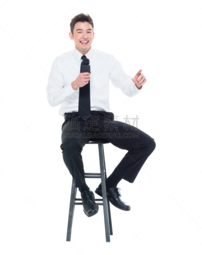 男商人,青年人,麦克风,垂直画幅,座位,套装,经理,男性,仅男人