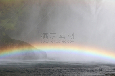 树林瀑布,冰岛国,瀑布,彩虹拱,自然,旅游目的地,水平画幅,无人,巨大的,夏天