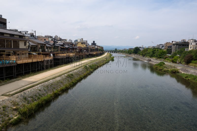 鸭川,巷,舒服,居住区,水,京都府,水平画幅,户外,滨水,都市风景