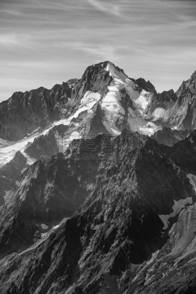 黑白图片,霞慕尼,山,瑞士阿尔卑斯山,黑色,垂直画幅,天空,雪,无人,夏天