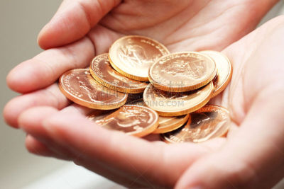 一把,黄金,南非克鲁格金币,铸锭,金属矿石