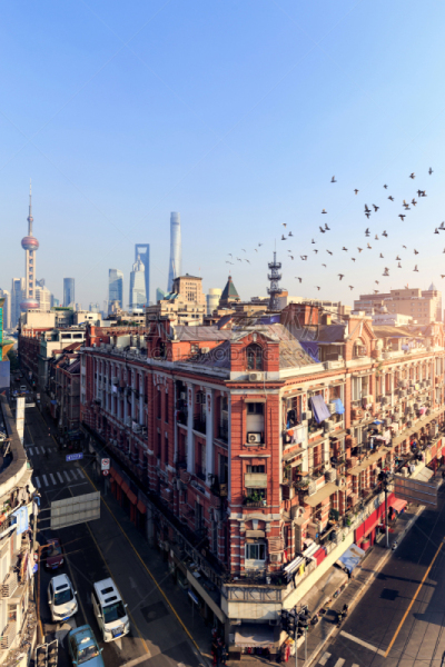 上海,都市风景,外滩,垂直画幅,高视角,无人,市区路,户外,商业金融和工业,经济