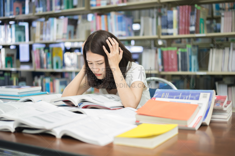 心理健康,学生,亚洲,大学,书,图书馆,在下面,青年人,播音室,考试