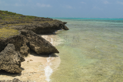 冲绳县,通向海滩,风景,休闲活动,当地著名景点,竹富町,纯净,夏天,海浪,海滩