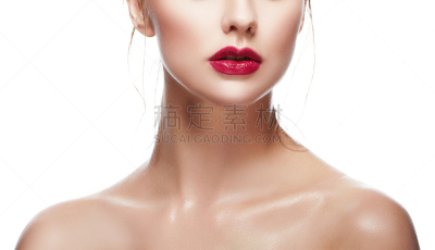 白色背景,青年女人,嘴唇,肩,美,整形手术,彩妆,水平画幅,美人,奶油