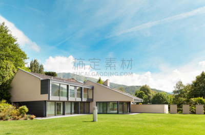 假日别墅,户外,自然美,别墅,园林,建筑外部,天空,新的,水平画幅,墙