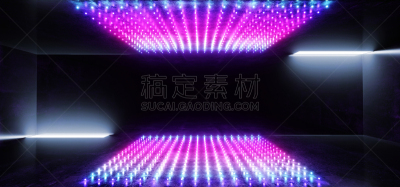 空的,走廊,三维图形,未来,荧光灯,霓虹灯,蓝色,黑色,反射,发光