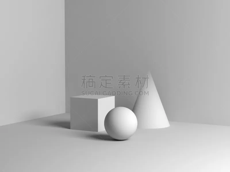 几何形状 三维图形 绘画插图 白色 原始主义 球体 空的 美术工艺 灰色 圆柱体图片素材下载 稿定素材