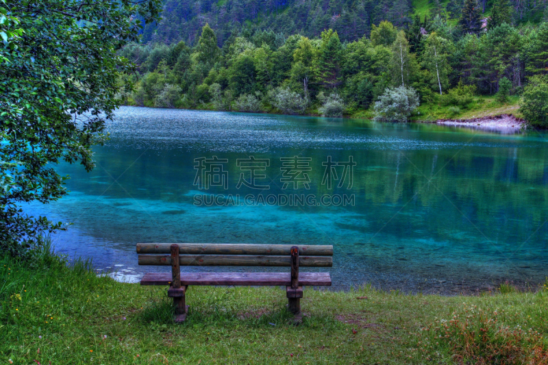 长椅,雷史谷,莱希,缰绳,水,水平画幅,夏天,海岸地形,户外,山