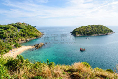 安达曼海,高视角,岛,卡玛拉海滩,普吉岛,天空,客船,旅行者,夏天,草