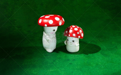 食用菌,小的,花园矮人雕像,留白,新的,艺术,水平画幅,两个物体,伞形毒菌,童年