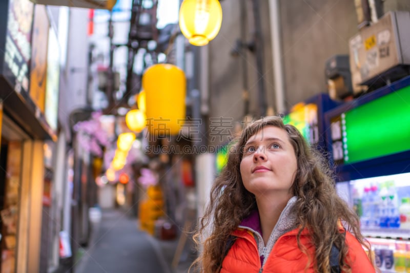 青年人,女人,纸,记忆,背景,日本,东京,新宿区,巷,城市