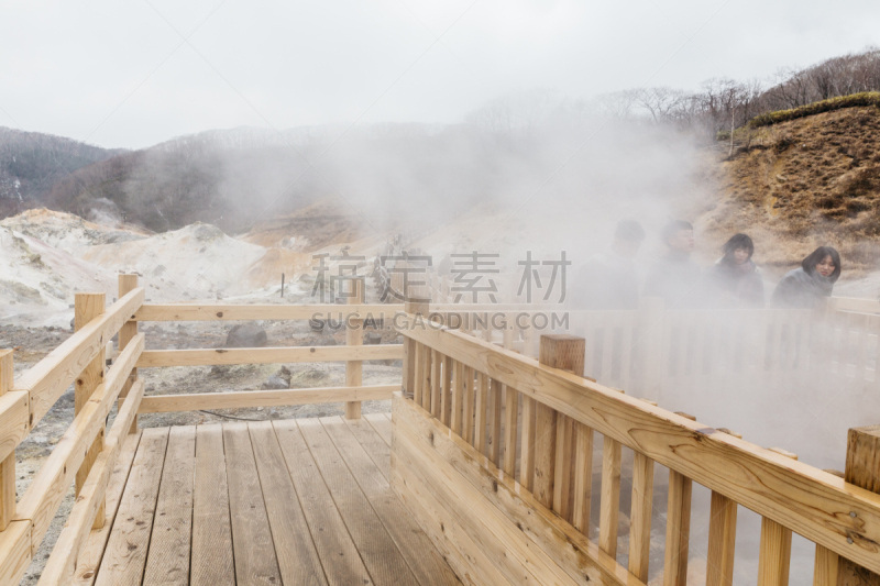 登别市,温泉,日本,北海道,火山,山谷,地狱,地狱谷,木制,靠近