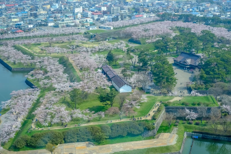 要塞,护城河,函馆,日本,北海道,五棱郭,春天,塔,摄像机拍摄角度,接力赛