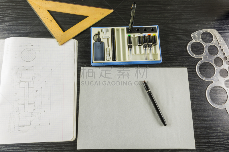 绘画插图,设备用品,办公室,水平画幅,工作场所,墨水,科学,组物体,容器,工程师