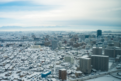 新泻市,大雪,水平画幅,地形,雪,无人,市区路,全景,城市天际线,日本