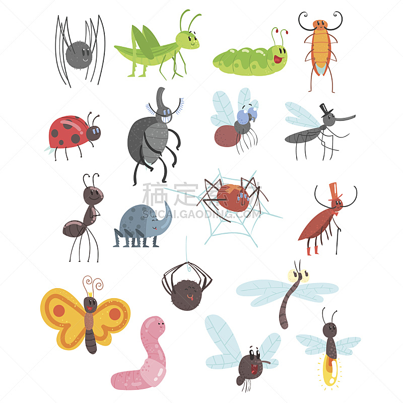 可爱的 小的 动物 卡通 快乐 昆虫 蜘蛛 飞 布置图片素材下载 稿定素材 可爱的 小的 动物 卡通 快乐 昆虫 蜘蛛 飞 布置图片素材下载 稿定素材