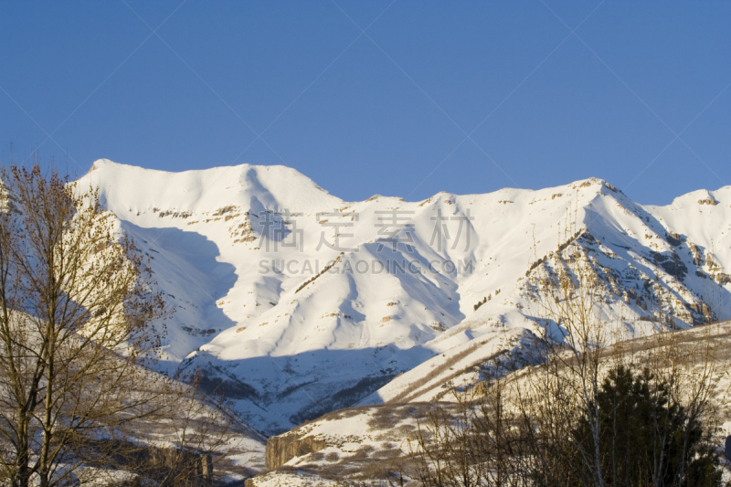 哥山,美国西部,水平画幅,雪,无人,户外,非凡的,犹他,戏剧性的景观,空的