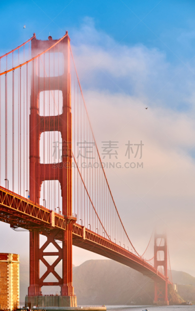 加利福尼亚,早晨,旧金山,国际著名景点,云,橙色,不关心,建筑业,著名景点