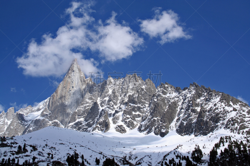 大汝拉峰,霞慕尼,修枝夹,纤细的,水平画幅,山,雪,无人,禁止的,尖峰