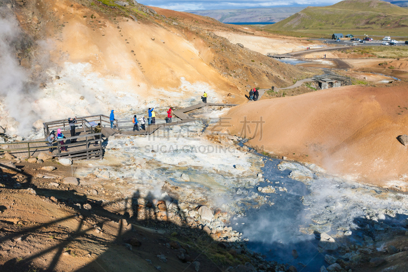 冰岛国,人,视角,居住区,喷硫火山口,波佐利,莱克珍半岛,mud pot,喷气孔,观测点