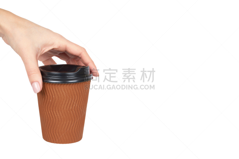 留白,容器,杯,一次性物品,手,白色背景,热感效果,分离着色,咖啡,热饮