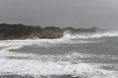 印布里阿斯,西班牙,陡峭海岸,暴风雨,风,赫罗纳,地中海,东,美,白色
