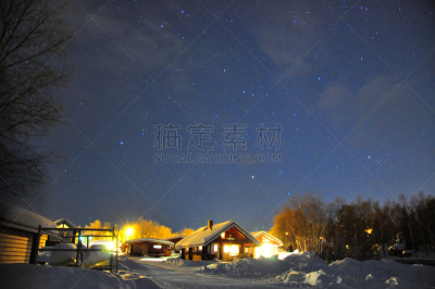 小木屋,芬兰,雪,室内过夜,水平画幅,夜晚,无人,木制,北极光,客舱