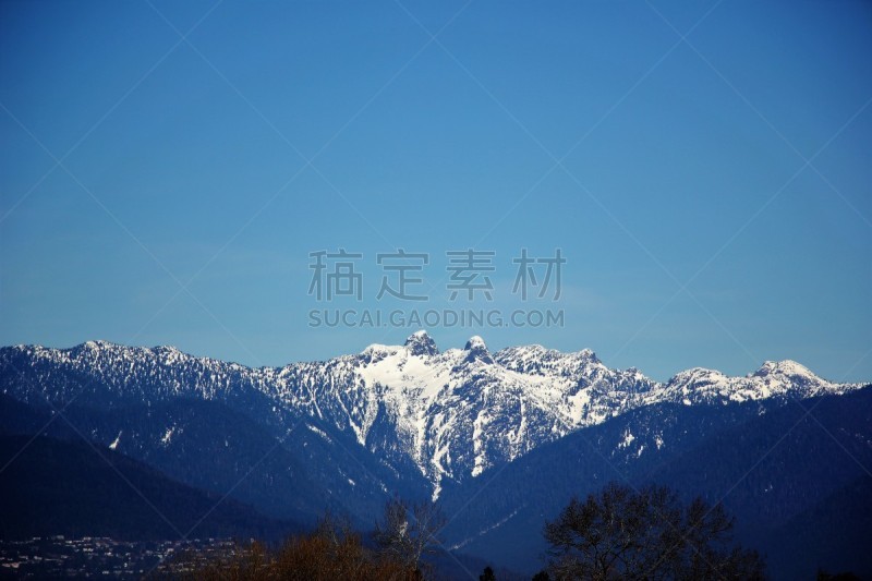 雪山,孪生姐妹山,山脉,城市天际线,双狮峰,温哥华,云景,云,公园,深雪