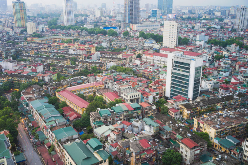 河内,越南,凌乱,社区,建筑外部,古老的,天线,康镇,时区,都市风景