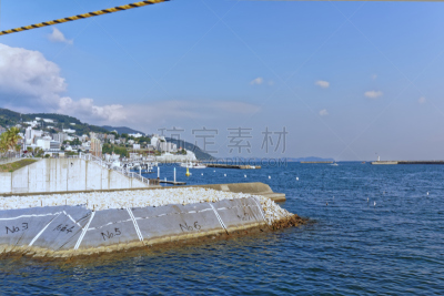 相模湾,都市风景,热海,静冈县,自然,水平画幅,建筑,无人,蓝色,日本