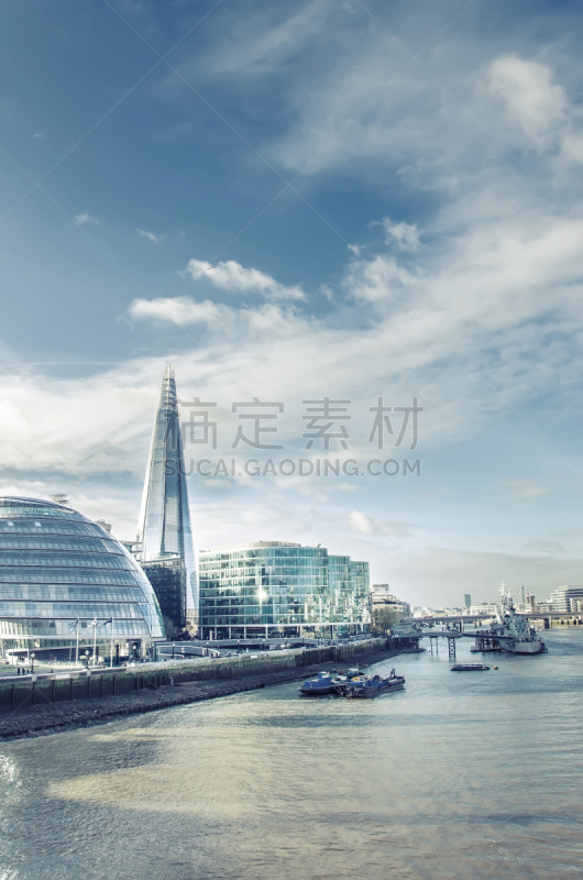 伦敦,现代,建筑业,高大的,安全护栏,碎片大厦,伦敦市政厅,高个子,泰晤士河,市政厅