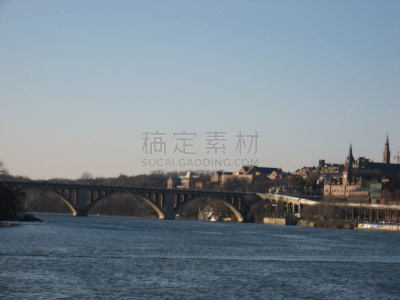 key bridge,华盛顿特区,美国中大西洋地区,波托马克河,美国,水平画幅,无人,河流,乔治敦,乔治镇