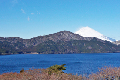 富士山,湖,旅游目的地,水平画幅,冬天,雪,无人,日本,芦之湖,户外