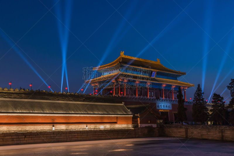 北京,故宫,夜视,都市风光,春节,灯笼,世界遗产,复古风格,色彩鲜艳,户外