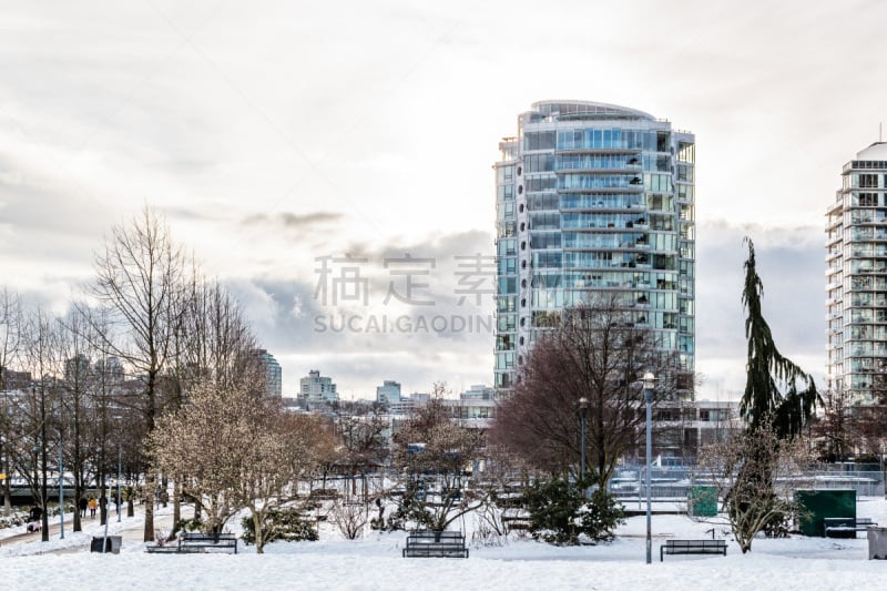 雪,加拿大,公元前,温哥华,天空,英湾,美洲,北美,都市风景,白色