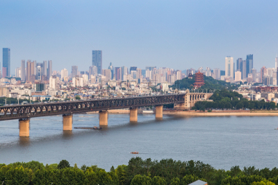 aerial view of wuhan city，china