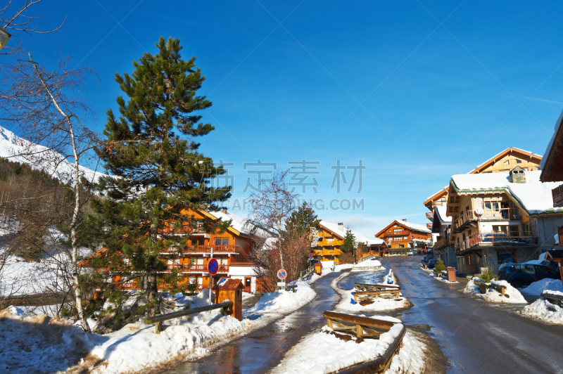 山,滑雪场,天空,度假胜地,水平画幅,雪,无人,户外,高雪维尔,白色