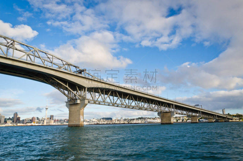 waitemata harbour,桥,水平画幅,夜晚,天空塔,无人,蓝色,城市天际线,户外,城市